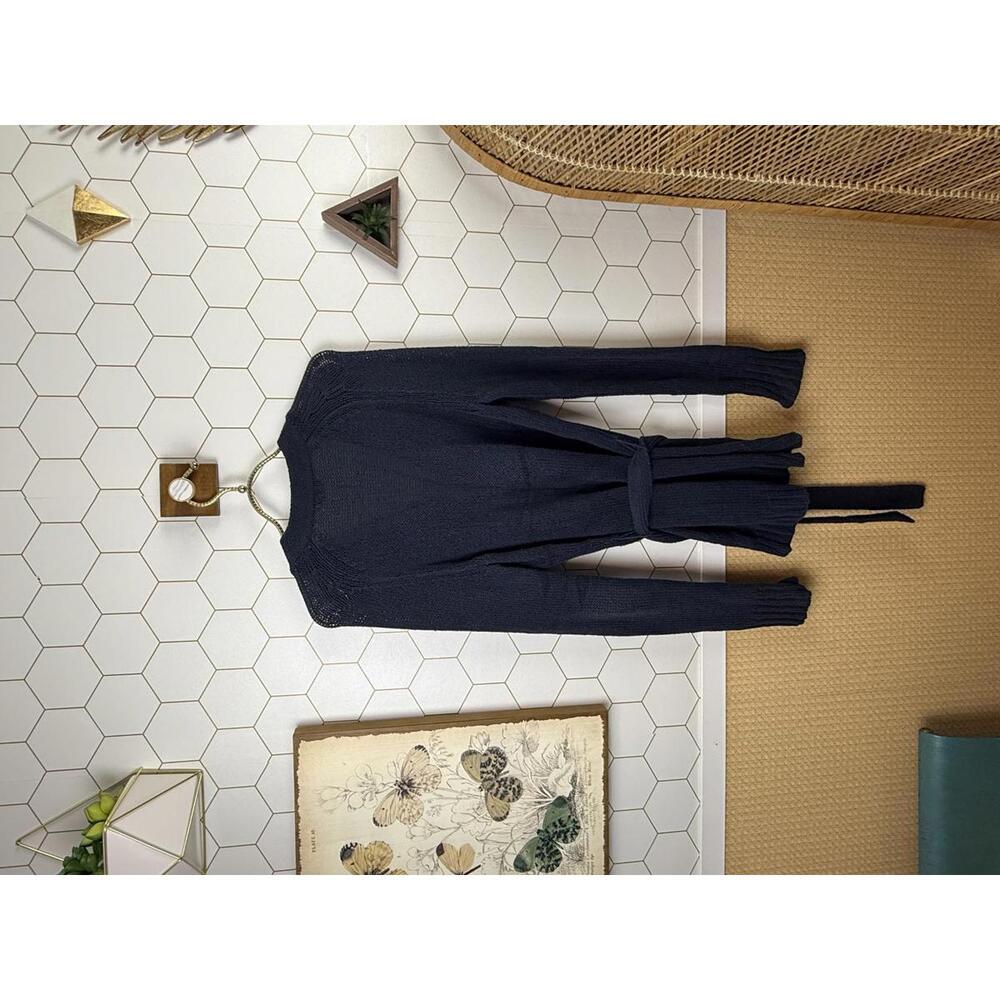 J.Crew Navy 100% Cotton Ribbed Wooden Button Cardigan - Size - Small - Picture 3 of 6